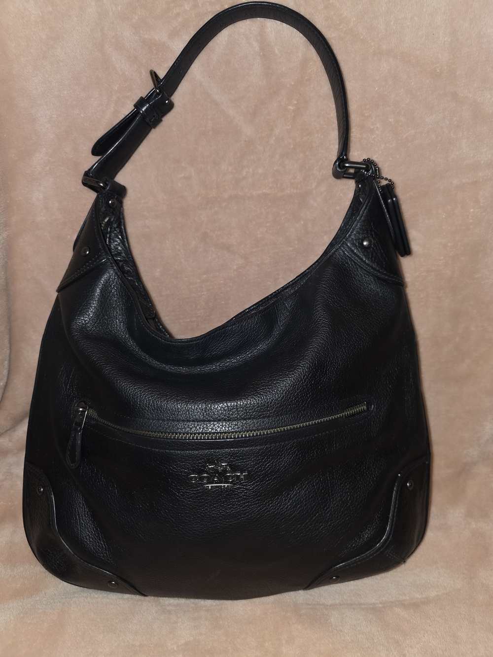 Coach Black Pebbled Leather Shoulder Hobo